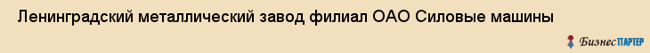  Ленинградский металлический завод филиал ОАО Силовые машины , Санкт-Петербург