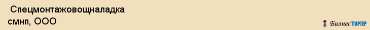  Спецмонтажовощналадка смнп, ООО , Санкт-Петербург