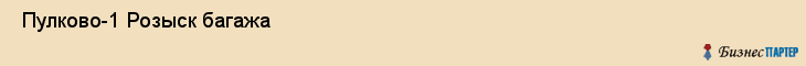  Пулково-1 Розыск багажа , Санкт-Петербург