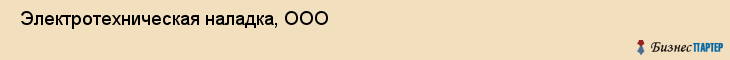  Электротехническая наладка, ООО , Санкт-Петербург
