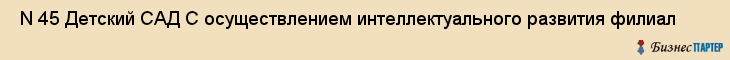  N 45 Детский САД С осуществлением интеллектуального развития филиал , Санкт-Петербург