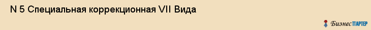 N 5 Специальная коррекционная VII Вида , Санкт-Петербург