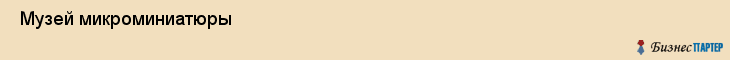 Музей микроминиатюры , Санкт-Петербург