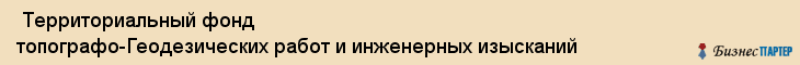  Территориальный фонд топографо-Геодезических работ и инженерных изысканий , Санкт-Петербург