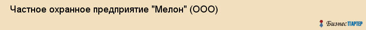  Частное охранное предприятие "Мелон" (ООО) , Санкт-Петербург