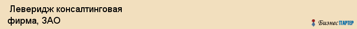  Леверидж консалтинговая фирма, ЗАО , Санкт-Петербург