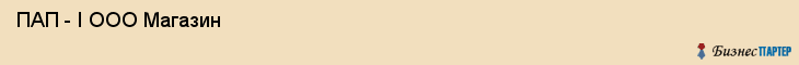  ПАП - I ООО Магазин , Санкт-Петербург