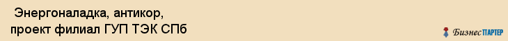  Энергоналадка, антикор, проект филиал ГУП ТЭК СПб , Санкт-Петербург